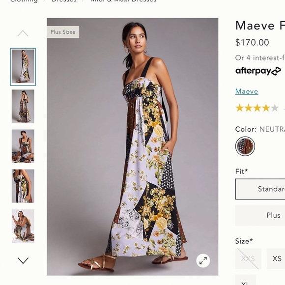 Maeve Dresses & Skirts - Maeve Patchwork Floral Maxi Dress in Black, White, Yellow and Brown